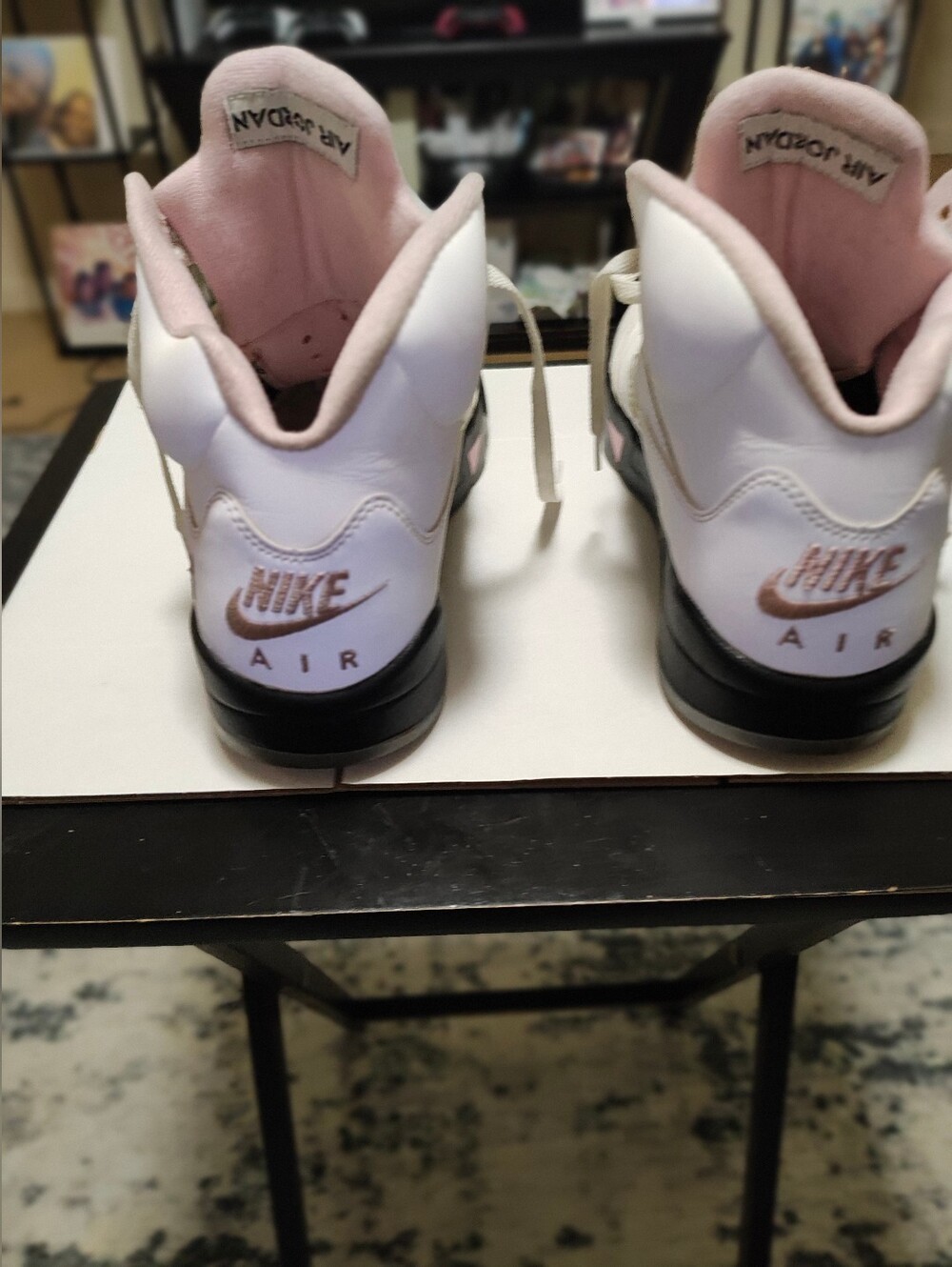 Jordan Men White & Pink High-Top Sneakers with Black Sole - Picture 5 of 7